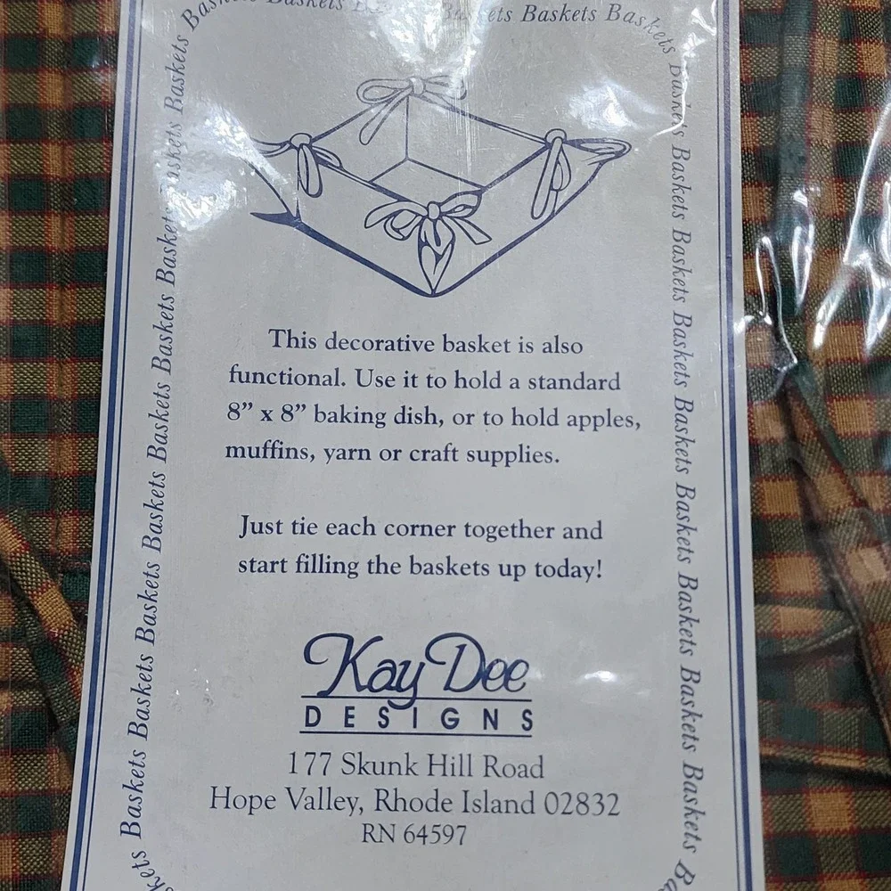 Kay Dee Designs Gingerbread Plaid Table Runner and Fabric Basket Set Christmas